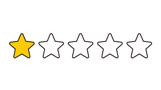 One out of five star rating icon with first star filled