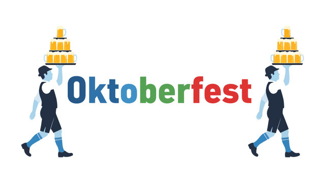 Oktoberfest Celebration with Beer Mugs: A vibrant illustration depicting the spirit of Oktoberfest.