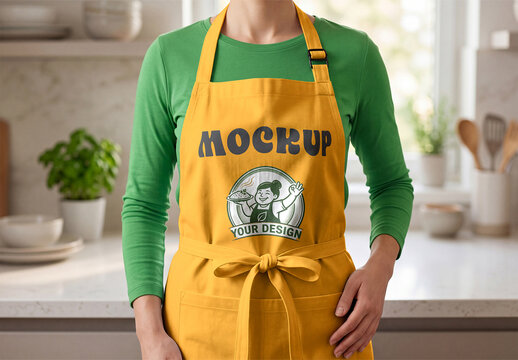 Apron Mockup On Kitchen