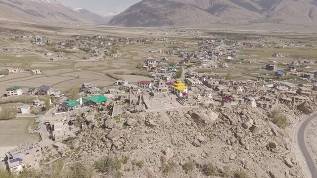 4K Drone Footage of Padum, Ladakh | Aerial View of Zanskar Valley, Himalayan Mountains and Scenic Landscape in India