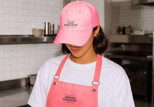 Chef Cap and Apron Mockup