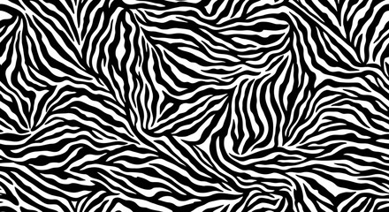 Intricate Black and White Zebra Stripes Seamless Pattern, Dense Animal Print Texture © Kurt