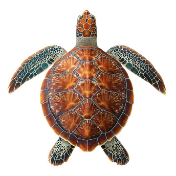 PNG of A beautifully detailed illustration of a turtle with a vibrant shell, displaying intricate patterns.