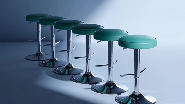 Row of green bar stools in a minimalist studio