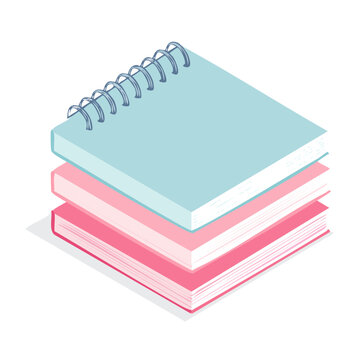 Isometric stack of spiral notebooks