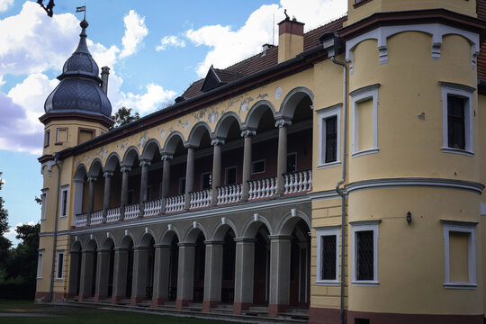 Krobielowice, Poland - August 31, 2025:&nbsp; Historical Krobielowice palace and park. 