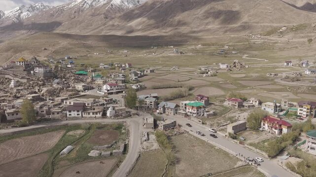 4K Drone Footage of Padum, Ladakh | Aerial View of Zanskar Valley, Himalayan Mountains and Scenic Landscape in India