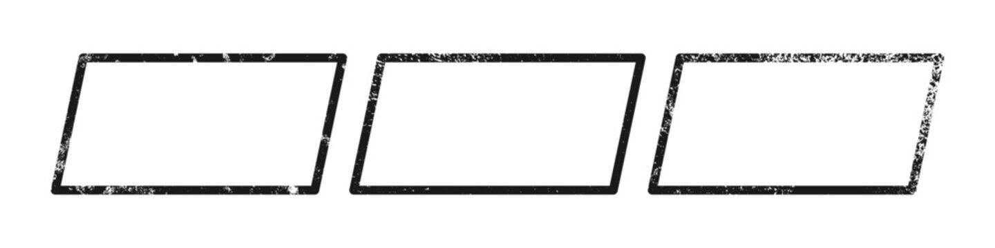 Set of grunge borders in parallelogram form