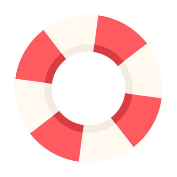 Flat lifebuoy icon representing water safety and rescue equipment for beaches and pools.