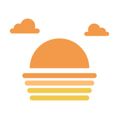 Fototapeta premium Sunset icon symbolizing beautiful evening scenery and relaxing vacation experiences.