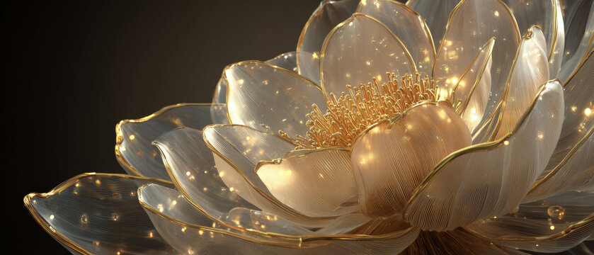 Gilded Glazed Flower Blooming with Dreamy Starlight Embellishments