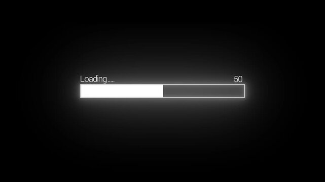 Loading bar progresses from fifty to ninety percent on black background