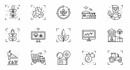 Fototapeta premium Agriculture Farming Icons and Symbols.