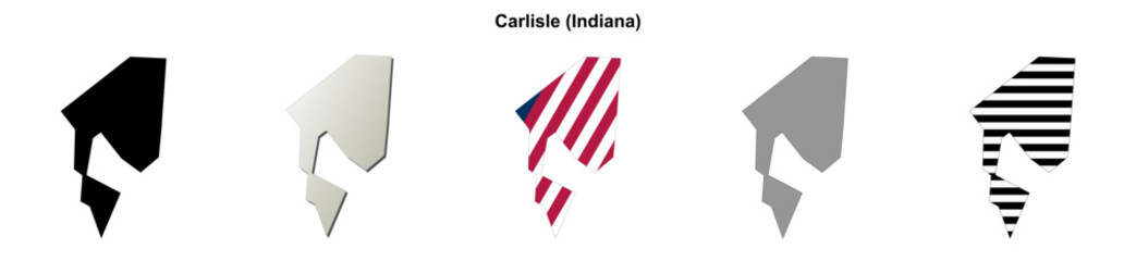 Obraz premium Carlisle (Indiana) blank outline map set