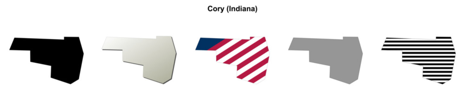 Cory (Indiana) blank outline map set