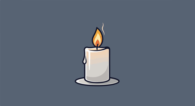 A single lit candle with dripping wax, depicted in a simple cartoon style against a plain background