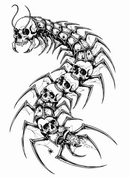 vector illustration of a tattoo of a thead man 
