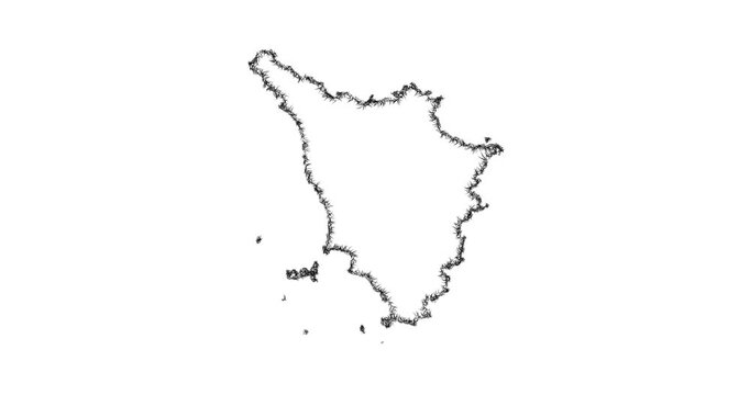 Sketch Tuscany outline map animation - smooth progressive reveal