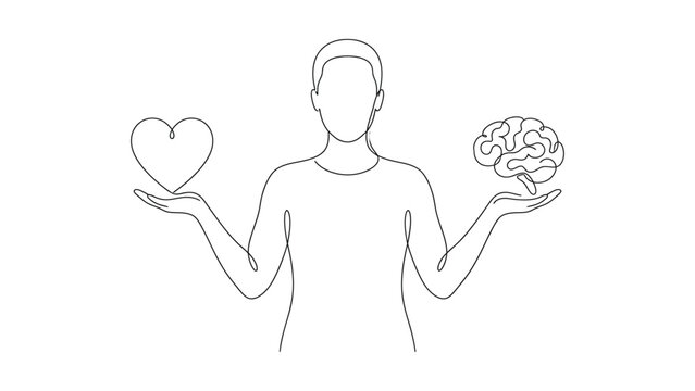A person balancing heart and brain.