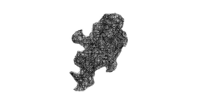 Sketch Daegu outline map animation - smooth progressive reveal