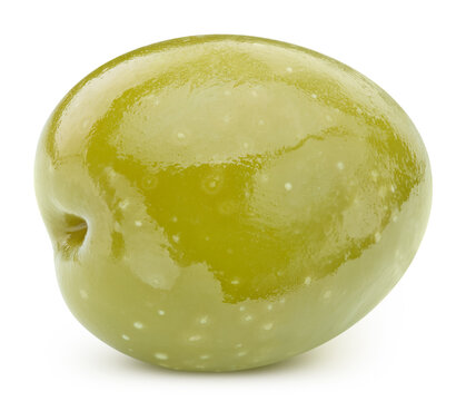 Green olive isolated on white background