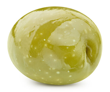 Green olive isolated on white background