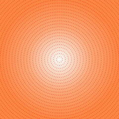 Fototapeta premium Vibrant orange gradient background featuring concentric circular patterns of red dotted lines.