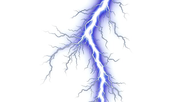 Close-up of Lightning Strike in Dark Sky.