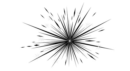 Fototapeta premium Black starburst graphic element with sharp lines radiating from the center for design projects