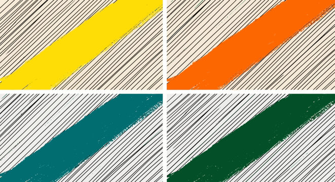 Four Diagonal Stripes of Vibrant Colors on Textured Background.