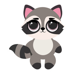Naklejka premium Cute baby raccoon character illustration