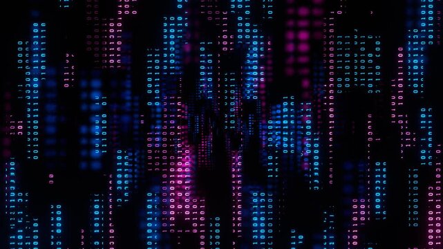 Blue and Pink Data Loading Computer Code Matrix Form Cyber ​​Pattern Background VJ Loop in 4K