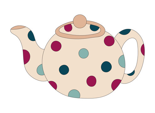 Polka Dot Teapot Vector Illustration