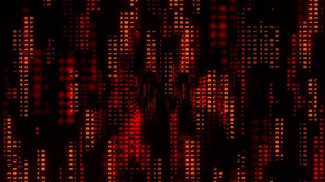 Red and Orange Data Loading Computer Code Matrix Form Cyber ​​Pattern Background VJ Loop in 4K