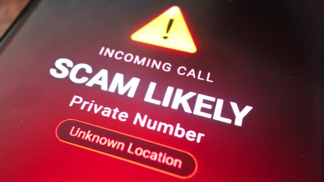 Close-up phone scam call. Spam call. Fraud.