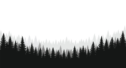 Black forest silhouette with city skyline background © SanjidaSultana