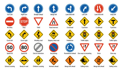 Collection of Road Traffic Signs, Road Safety and Information Symbols © Joni