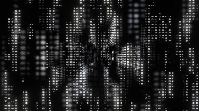 White Data Loading Computer Code Matrix Form Cyber ​​Pattern Background VJ Loop in 4K