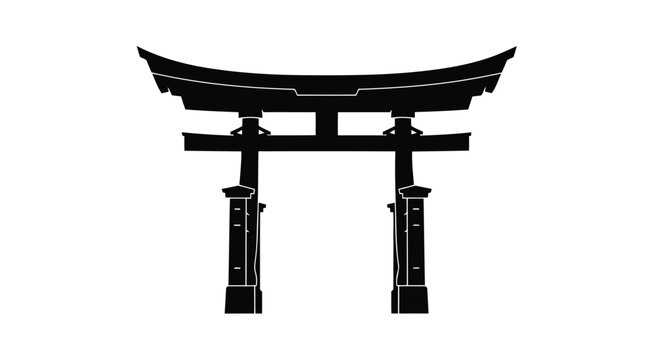 Black japanese torii gate icon