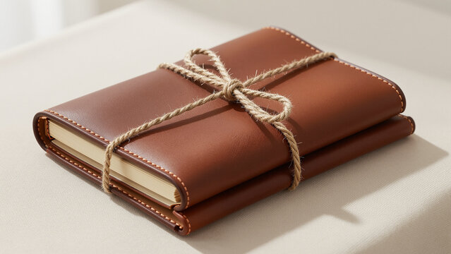 Stack of Leather Journals with Twine