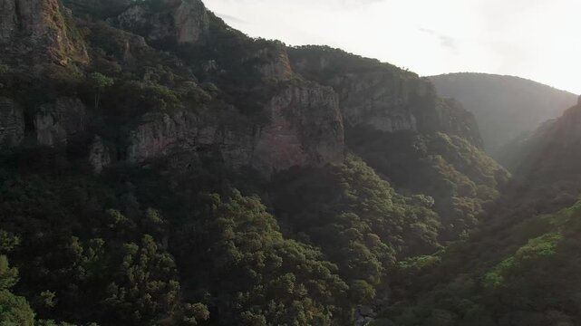 Cañon de la Garita, Sierra Penjamo, Guanajuato in Mexico with rocky cliffs and dense green forests