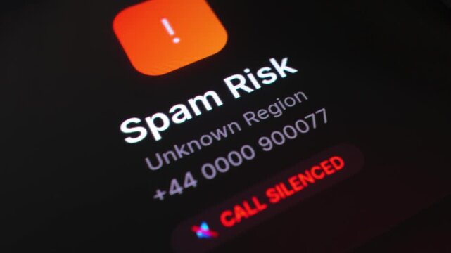 Close-up phone scam call. Spam call. Fraud.