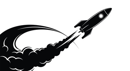 Black rocket ship launching into the sky with smoke © SanjidaSultana