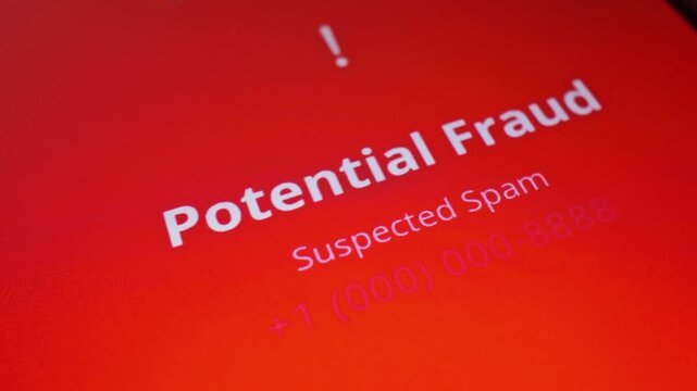 Close-up phone scam call. Spam call. Fraud.