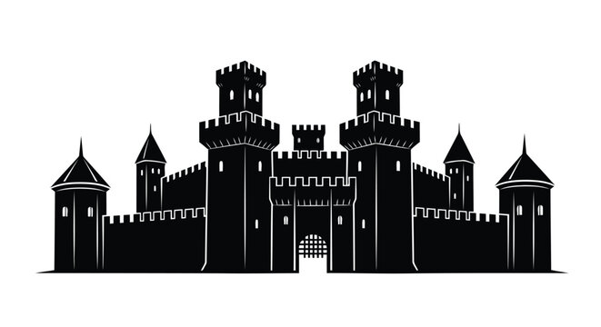 Black silhouette of a medieval castle