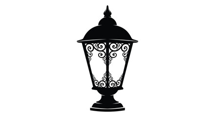 Fototapeta premium Black silhouette of an ornate outdoor lamp post