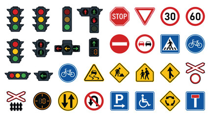 Collection of Traffic Signs and Signals: Road Safety, Traffic Control, Navigation © Yunan