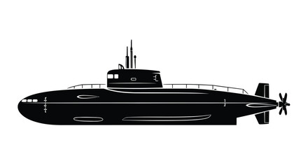 Black submarine silhouette with propellers © Minal