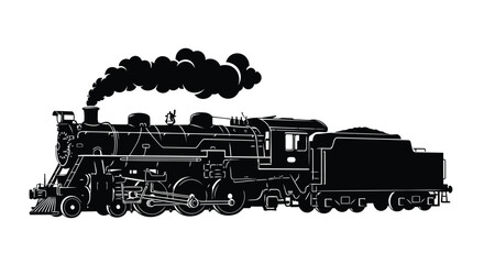 Black steam train with smoke © Minal