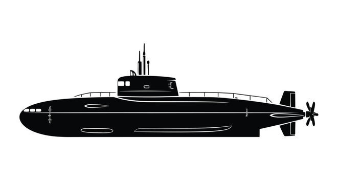 Black submarine silhouette with propellers